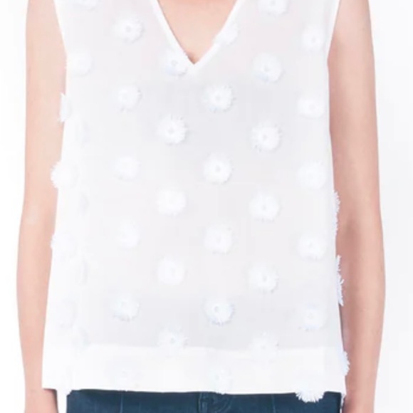 Waverly Grey Women’s Top Size Medium Kat White Sleeveless Cotton Flower Accent - Picture 1 of 14